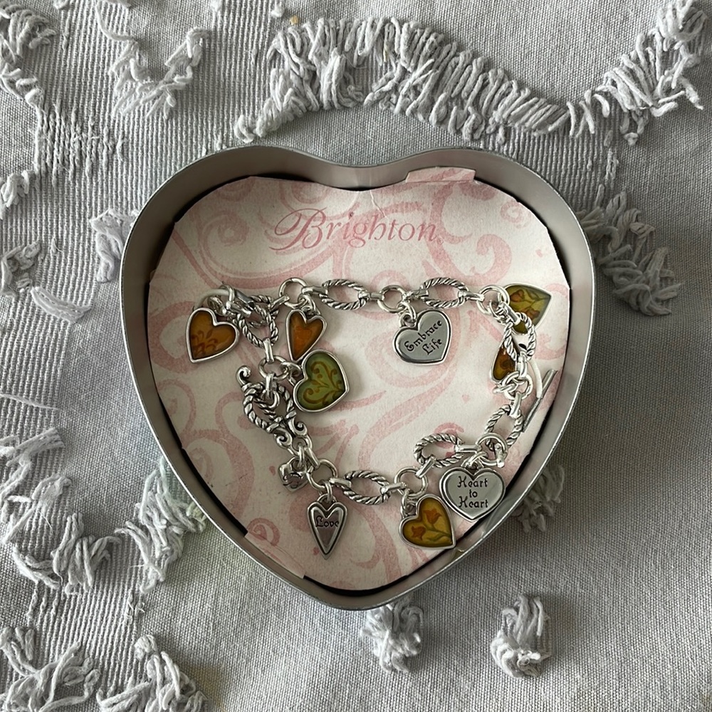 Brighton Charm Retired Style Bracelet, Silver with Multi-Colored Charms